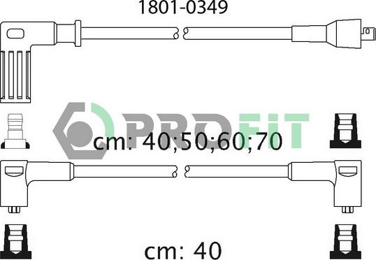 Profit 1801-0349 - Комплект проводов зажигания autospares.lv