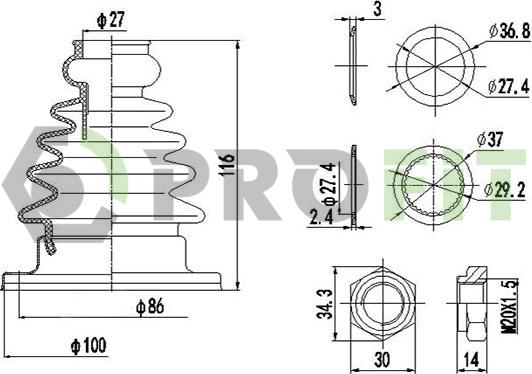 Profit 2810-0014 XLB - Пыльник, приводной вал autospares.lv