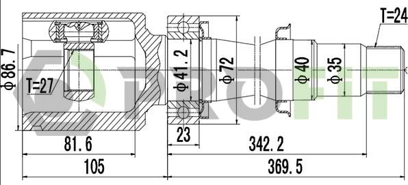 Profit 2810-2044 - Шарнирный комплект, ШРУС, приводной вал autospares.lv