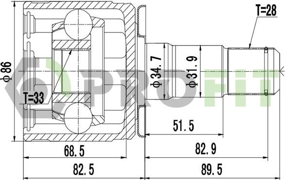 Profit 2810-2043 - Шарнирный комплект, ШРУС, приводной вал autospares.lv