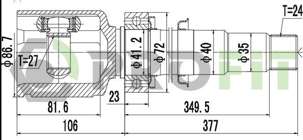 Profit 2810-2047 - Шарнирный комплект, ШРУС, приводной вал autospares.lv