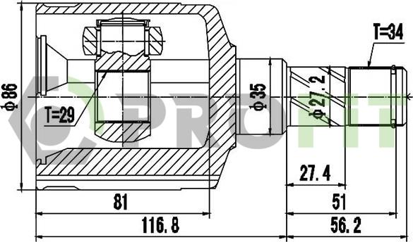 Profit 2810-2059 - Шарнирный комплект, ШРУС, приводной вал autospares.lv