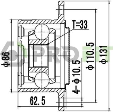 Profit 2810-2001 - Шарнирный комплект, ШРУС, приводной вал autospares.lv