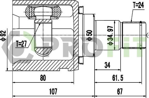 Profit 2810-2089 - Шарнирный комплект, ШРУС, приводной вал autospares.lv