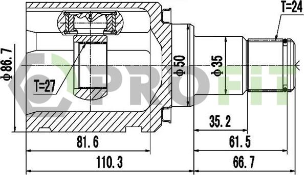 Profit 2810-2086 - Шарнирный комплект, ШРУС, приводной вал autospares.lv