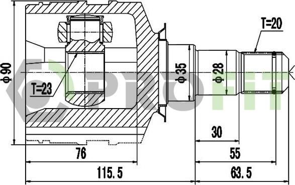 Profit 2810-2088 - Шарнирный комплект, ШРУС, приводной вал autospares.lv