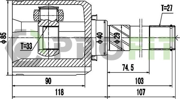 Profit 2810-2083 - Шарнирный комплект, ШРУС, приводной вал autospares.lv