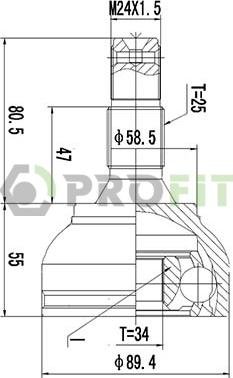 Profit 2710-1455 - Шарнирный комплект, ШРУС, приводной вал autospares.lv