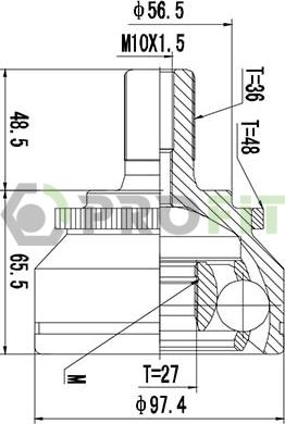 Profit 2710-1538 - Шарнирный комплект, ШРУС, приводной вал autospares.lv