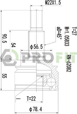 Profit 2710-1871 - Шарнирный комплект, ШРУС, приводной вал autospares.lv