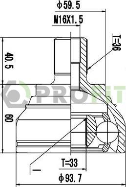 Profit 2710-1708 - Шарнирный комплект, ШРУС, приводной вал autospares.lv