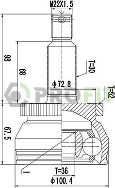 Profit 2710-1735 - Шарнирный комплект, ШРУС, приводной вал autospares.lv