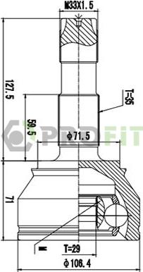 Profit 2710-1726 - Шарнирный комплект, ШРУС, приводной вал autospares.lv