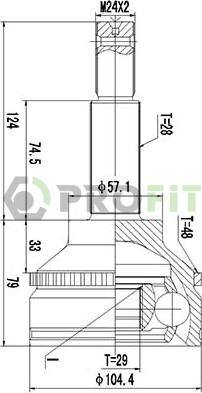 Profit 2710-3044 - Шарнирный комплект, ШРУС, приводной вал autospares.lv