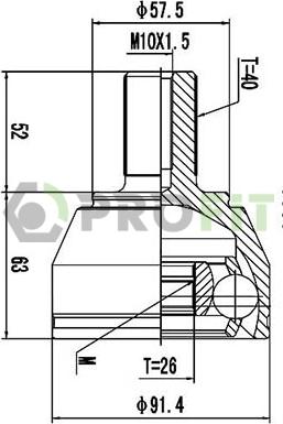 Profit 2710-3058 - Шарнирный комплект, ШРУС, приводной вал autospares.lv