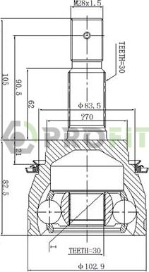 Profit 2710-3029 - Шарнирный комплект, ШРУС, приводной вал autospares.lv