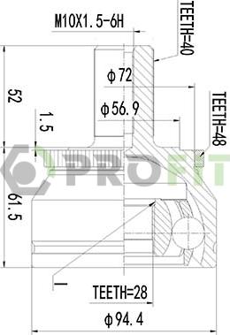 Profit 2710-3074 - Шарнирный комплект, ШРУС, приводной вал autospares.lv