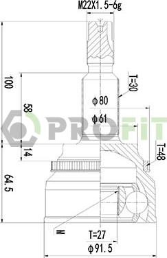 Profit 2710-3073 - Шарнирный комплект, ШРУС, приводной вал autospares.lv