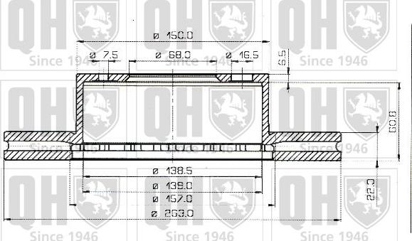 Quinton Hazell BDC3457 - Тормозной диск autospares.lv