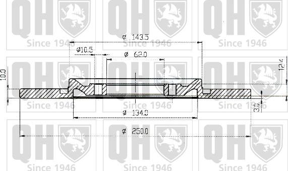 Quinton Hazell BDC3738 - Тормозной диск autospares.lv