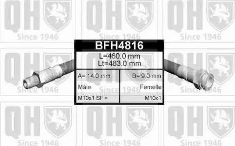 Quinton Hazell BFH4816 - Тормозной шланг autospares.lv