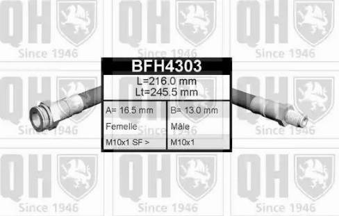 Quinton Hazell BFH4303 - Тормозной шланг autospares.lv