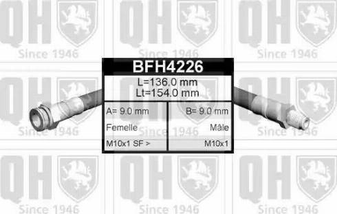 Quinton Hazell BFH4226 - Тормозной шланг autospares.lv