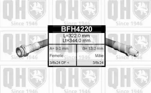 Quinton Hazell BFH4220 - Тормозной шланг autospares.lv