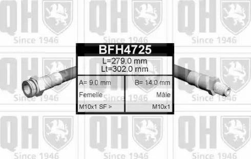 Quinton Hazell BFH4725 - Тормозной шланг autospares.lv