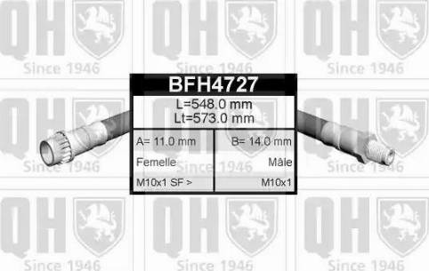 Quinton Hazell BFH4727 - Тормозной шланг autospares.lv