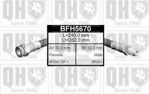 Quinton Hazell BFH5670 - Тормозной шланг autospares.lv