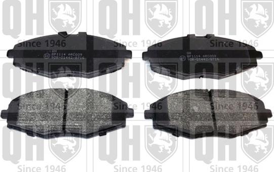Quinton Hazell BP1114 - Тормозные колодки, дисковые, комплект autospares.lv