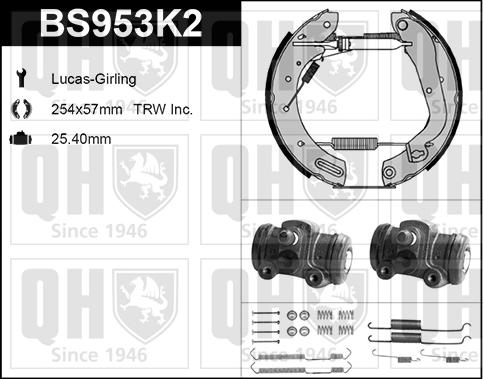 Quinton Hazell BS953K2 - Комплект тормозных колодок, барабанные autospares.lv