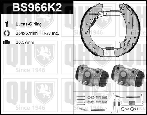 Quinton Hazell BS966K2 - Комплект тормозных колодок, барабанные autospares.lv