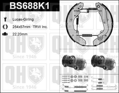 Quinton Hazell BS688K1 - Комплект тормозных колодок, барабанные autospares.lv