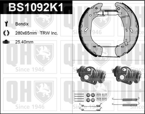 Quinton Hazell BS1092K1 - Комплект тормозных колодок, барабанные autospares.lv