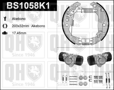 Quinton Hazell BS1058K1 - Комплект тормозных колодок, барабанные autospares.lv