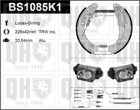 Quinton Hazell BS1085K1 - Комплект тормозных колодок, барабанные autospares.lv