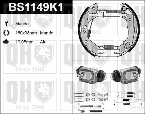 Quinton Hazell BS1149K1 - Комплект тормозных колодок, барабанные autospares.lv