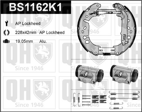 Quinton Hazell BS1162K1 - Комплект тормозных колодок, барабанные autospares.lv