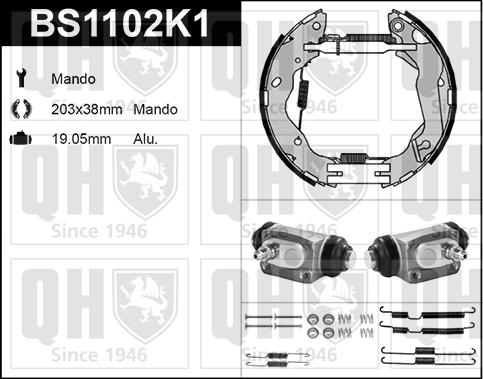 Quinton Hazell BS1102K1 - Комплект тормозных колодок, барабанные autospares.lv