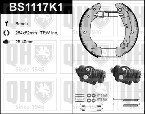 Quinton Hazell BS1117K1 - Комплект тормозных колодок, барабанные autospares.lv