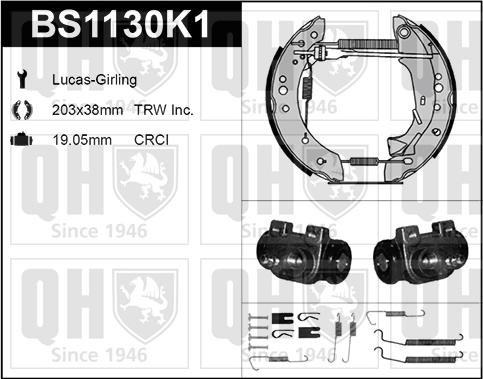 Quinton Hazell BS1130K1 - Комплект тормозных колодок, барабанные autospares.lv