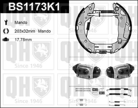 Quinton Hazell BS1173K1 - Комплект тормозных колодок, барабанные autospares.lv