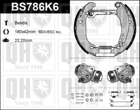 Quinton Hazell BS786K6 - Комплект тормозных колодок, барабанные autospares.lv