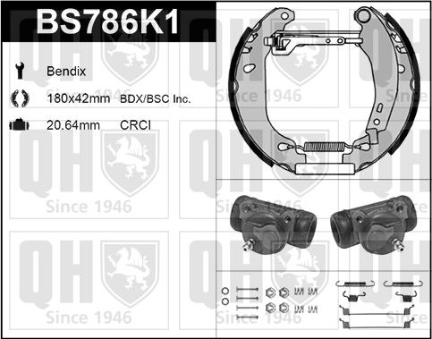 Quinton Hazell BS786K1 - Комплект тормозных колодок, барабанные autospares.lv