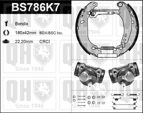 Quinton Hazell BS786K7 - Комплект тормозных колодок, барабанные autospares.lv