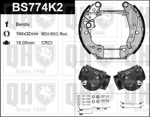 Quinton Hazell BS774K2 - Комплект тормозных колодок, барабанные autospares.lv