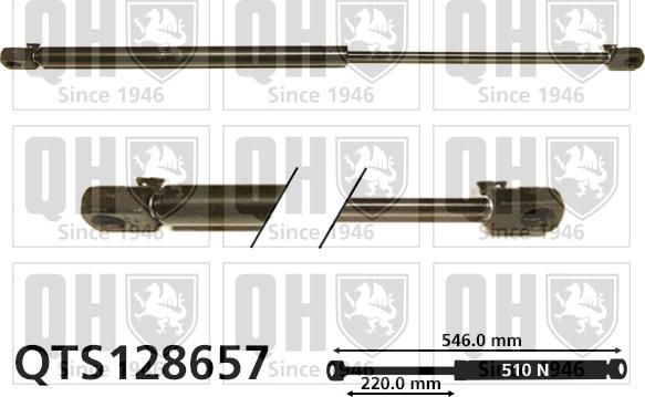 Quinton Hazell QTS128657 - Газовая пружина, упор autospares.lv