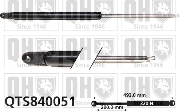 Quinton Hazell QTS840051 - Газовая пружина, упор autospares.lv